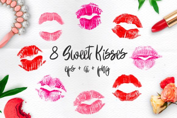 8 Sweet Kisses: Hyper-Realistic Lip Print Vectors for Creative Projects
