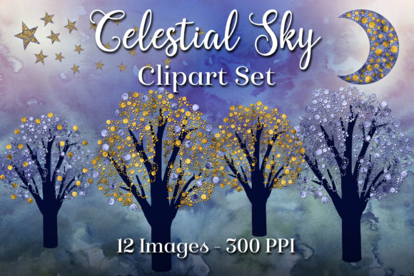 Celestial Sky – 12 Clipart Images for Designers Who Need Versatile, High-Resolution Space Graphics